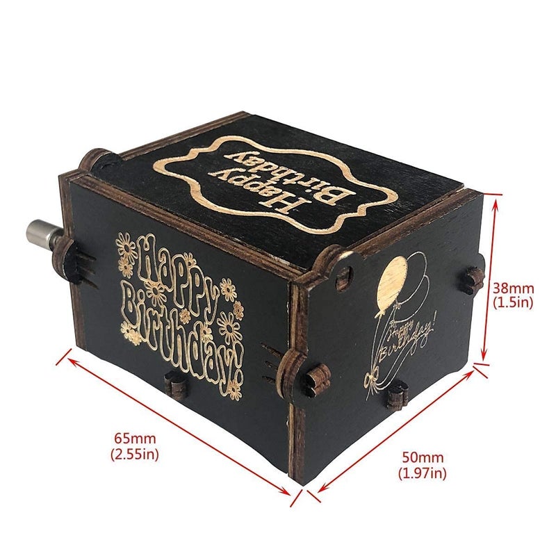 Fusked Caaju Happy Birthday Music Box - Wooden Antique Carved Hand Crank – Vintage Musical Gift - Image 4